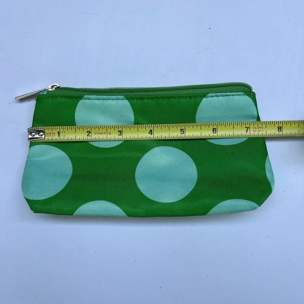 Clinique x Kate Spade Cosmetic Makeup Bag Green Polka Dot